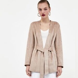 Zara Basic Faux Suede Cardigan Jacket Size M